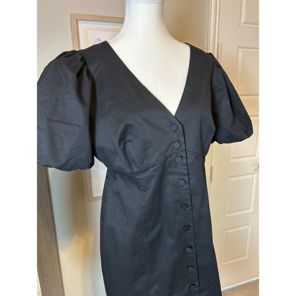 J. Crew | (NWT) Black Button Front Ballon Sleeve Sheath Dress | 14 - Picture 14 of 15
